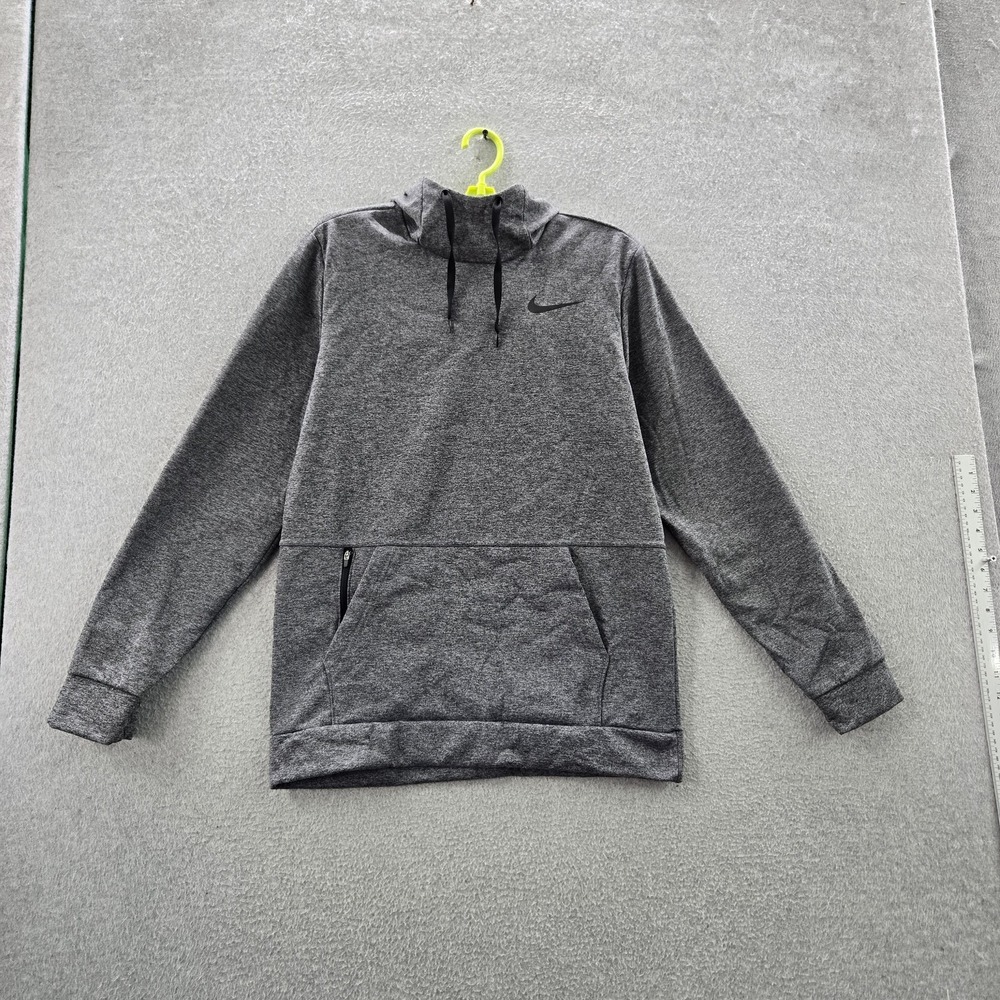 Nike Men Hoodie S Gray Fleece Therma-Fit Activewear Gorpcore Zipper Logo Fleece